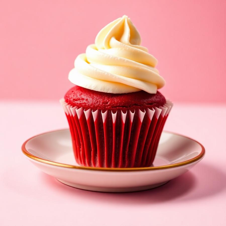 Red velvet cupcake with cream cheese frosting